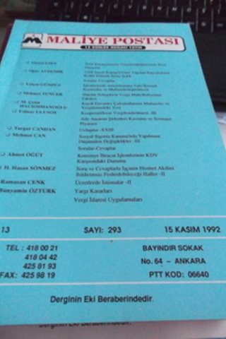Maliye Postası 1992 / 293