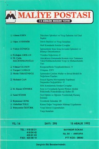 Maliye Postası 1992/ 295