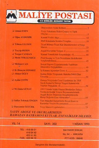 Maliye Postası 1993/ 302