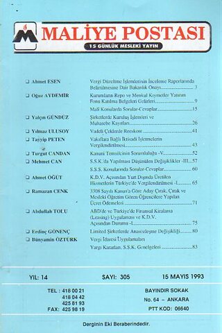 Maliye Postası 1993/ 305