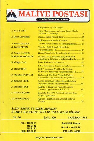 Maliye Postası 1993/ 306