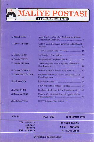 Maliye Postası 1993/ 309