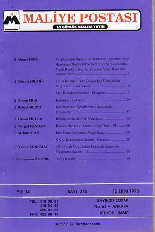 Maliye Postası 1993/ 315