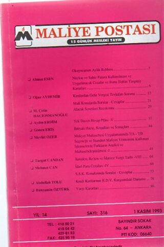 Maliye Postası 1993/ 316
