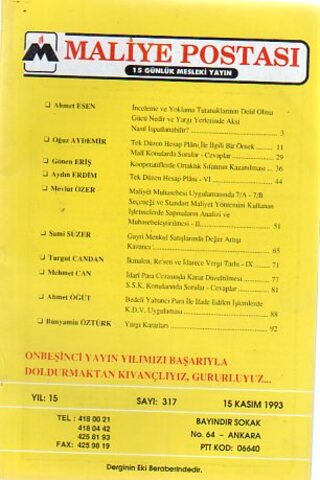 Maliye Postası 1993 /317