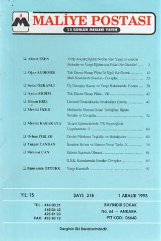 Maliye Postası 1993/ 318