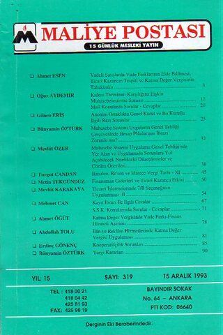 Maliye Postası 1993/ 319