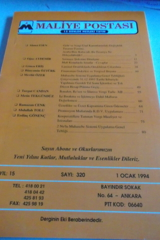 Maliye Postası 1994 / 320