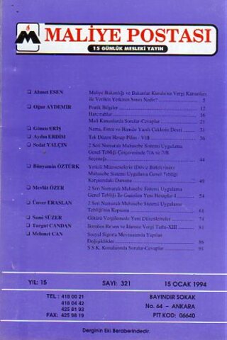 Maliye Postası 1994/ 321