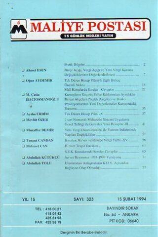Maliye Postası 1994/ 323