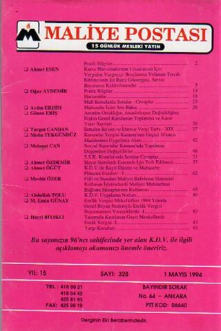 Maliye Postası 1994/ 328