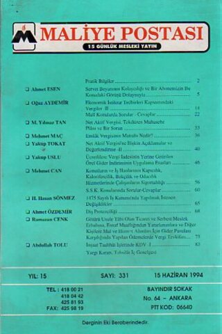 Maliye Postası 1994/ 331