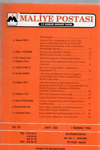 Maliye Postası 1994/ 332