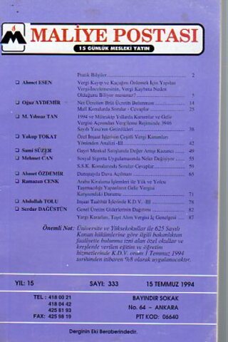 Maliye Postası 1994/ 333