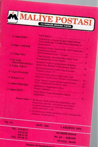 Maliye Postası 1994/ 334