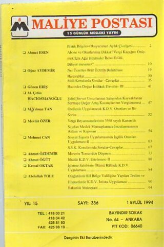 Maliye Postası 1994/ 336