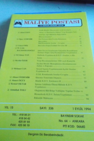Maliye Postası 1994 / 336