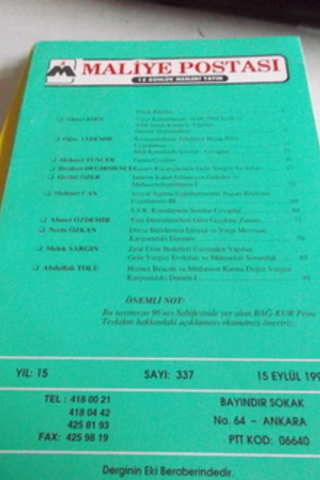Maliye Postası 1994 / 337
