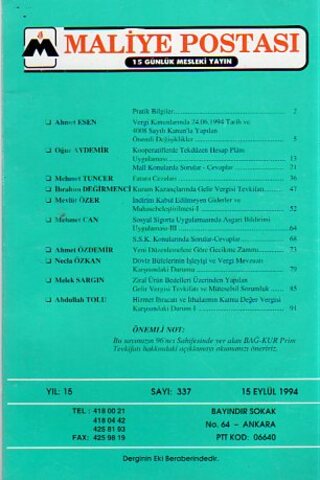Maliye Postası 1994/ 337