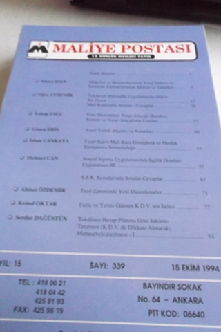 Maliye Postası 1994 / 339