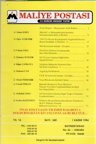 Maliye Postası 1994/ 340