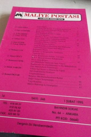 Maliye Postası 1995 / 346