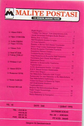Maliye Postası 1995/ 346