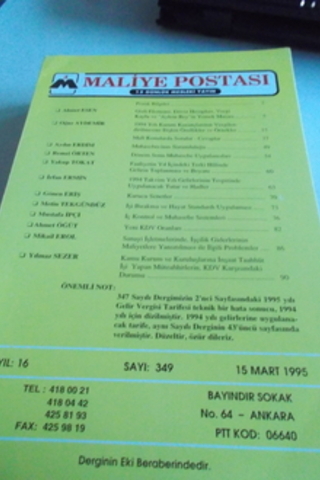 Maliye Postası 1995 / 349