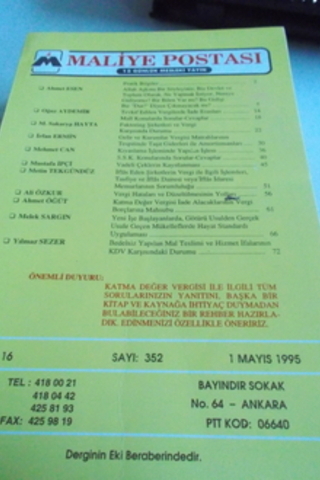 Maliye Postası 1995 / 352