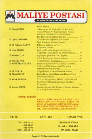 Maliye Postası 1995/ 352