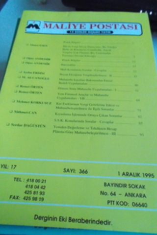 Maliye Postası 1995 / 366