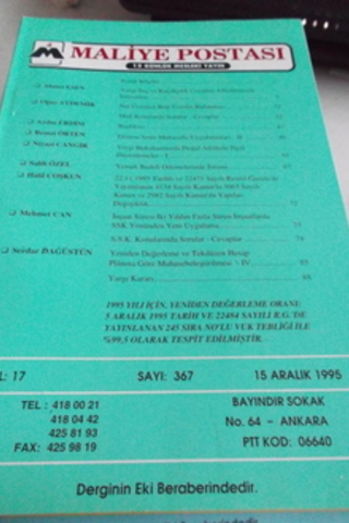 Maliye Postası 1995 / 367
