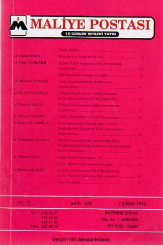 Maliye Postası 1996/ 370