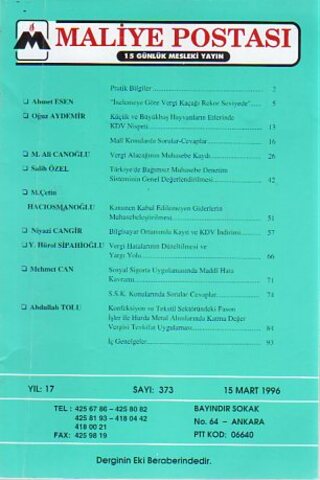 Maliye Postası 1996/ 373