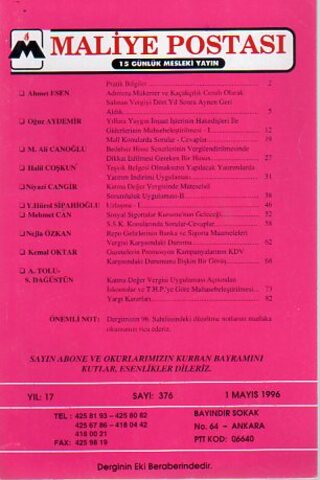Maliye Postası 1996/ 376