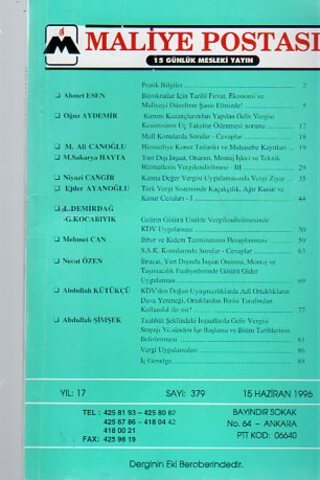 Maliye Postası 1996/ 379