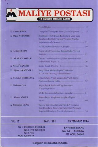Maliye Postası 1996 381