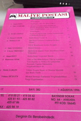 Maliye Postası 1996 / 382