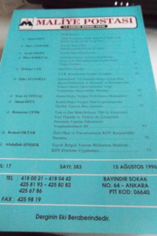 Maliye Postası 1996 / 383