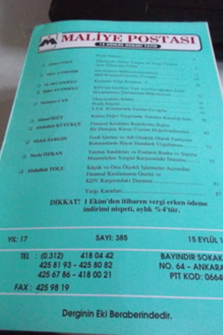Maliye Postası 1996 / 385