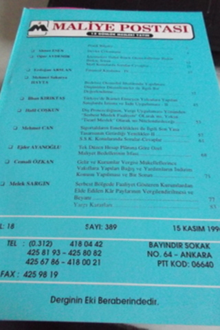 Maliye Postası 1996 / 389