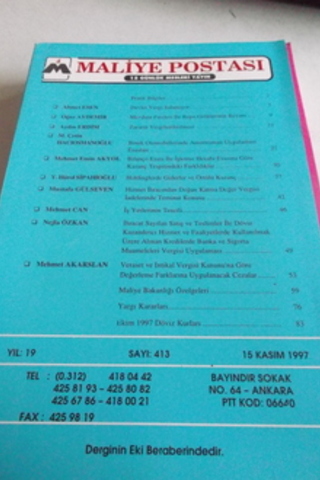 Maliye Postası 1997 / 413