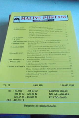 Maliye Postası 1998 / 420