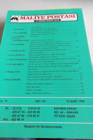 Maliye Postası 1998 / 421