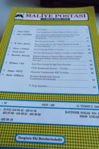 Maliye Postası 1998 / 429