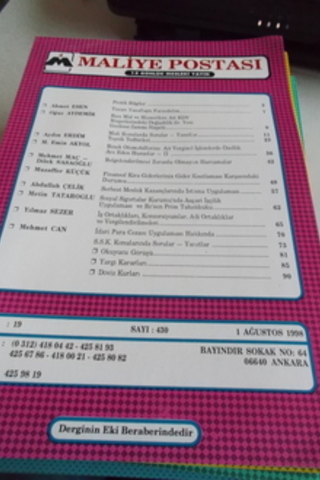 Maliye Postası 1998 / 430