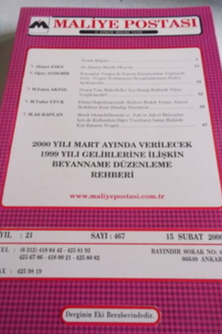 Maliye Postası 2000 / 467