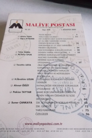 Maliye Postası 2000 / 478