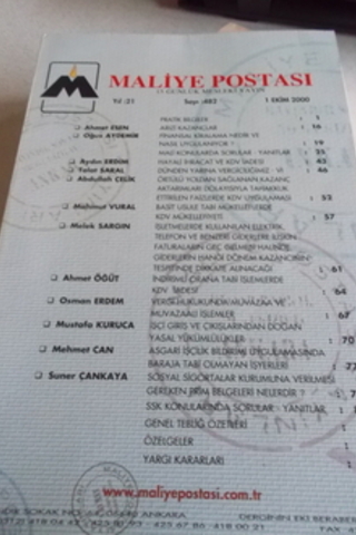 Maliye Postası 2000 / 482