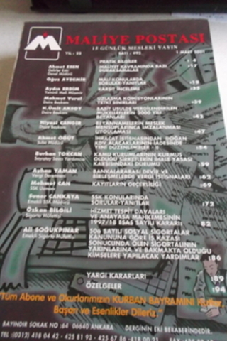 Maliye Postası 2001 / 492